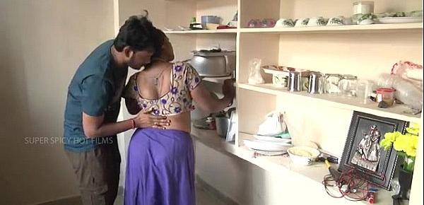  Indian mother and son romance in kitchen